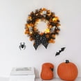 thumbnail image 5 of Uutvmp Halloween Orange Pumpkin Skull Wreath, 13.78Inch Black Sequins Skeleton Hand Garland with Bow Outdoor Horror Decorations for Front Door Home Wall Window Thanksgiving, 5 of 9