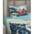 thumbnail image 2 of Ambesonne Surf Fitted & Top Sheet Set with Sham, Summer Cartoon Surfing Boy, Multicolor, 2 of 4