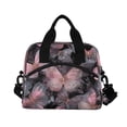 thumbnail image 2 of Insulated Crossbody Lunch Bag 10L Lunch Tote with Adjustable Shoulder Strap for Work Office Picnic Pink with Gold Butterfly, 2 of 6