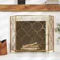 thumbnail image 3 of DecMode Elegant and Contemporary Geometric Designed Mesh Metal Fireplace Screen, 50"L x 35"H, Copper Frame, 3 of 12