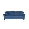 thumbnail image 3 of 3 Seat Sofa, Modern Upholstered Sofa with 2 Pillows and Solid Wood Frame, Linen Fabric Couch for Apartment, Living Room and Office, Blue, 3 of 8