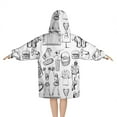 thumbnail image 2 of Black and White Football Elements Pattern Blanket Hoodies for Kids 6-13YR Oversize Wearable Blanket Hoodies for Boys Girls Teens, 2 of 7