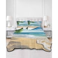 thumbnail image 3 of Quilts Twin XL Size, Summer Beach Soft Comforter Bedding Set for Bed, Coastal Ocean Tropical Palm Trees Lightweight Quilted Bedspread with Pillow Cover(2 Pieces) for All Season, 68x98 Inch, 3 of 6