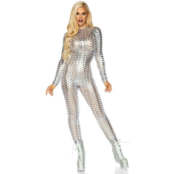 Leg Avenue Laser Cut Metallic Catsuit Costume