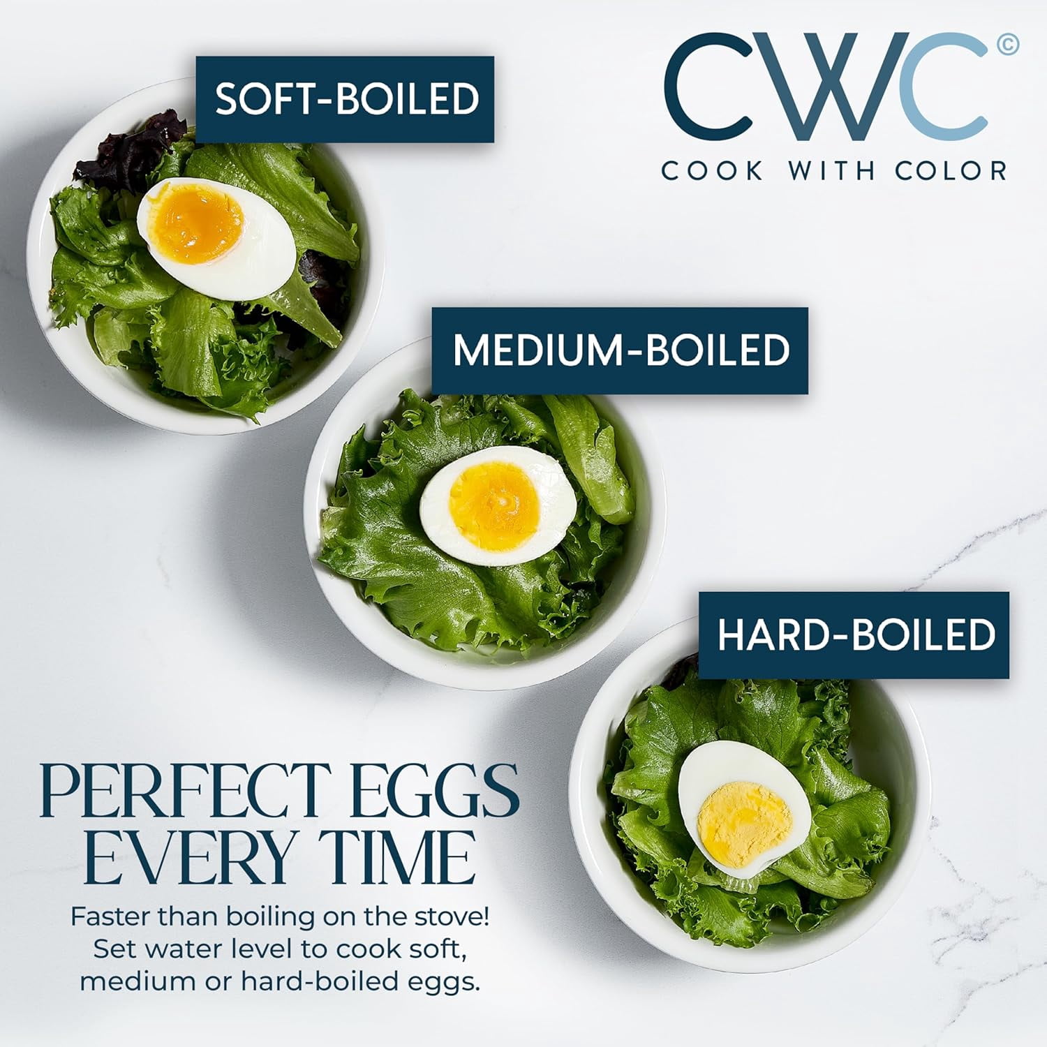COOK WITH COLOR Electric Egg Cooker 350-Watt Egg Steamer and Omelette Maker, Blue