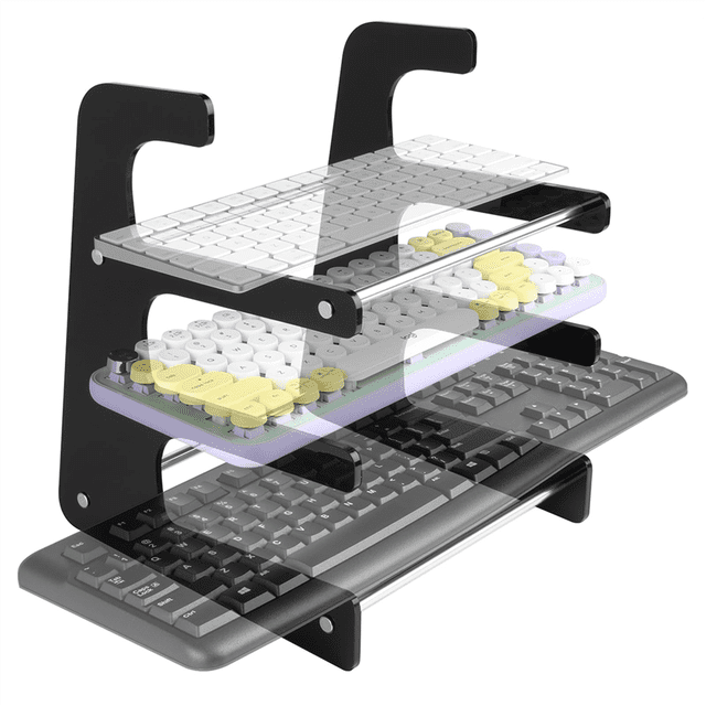 Support de Clavier Mécanique à 3 Niveaux Étagère de Rangement pour Clavier Mécanique Noir