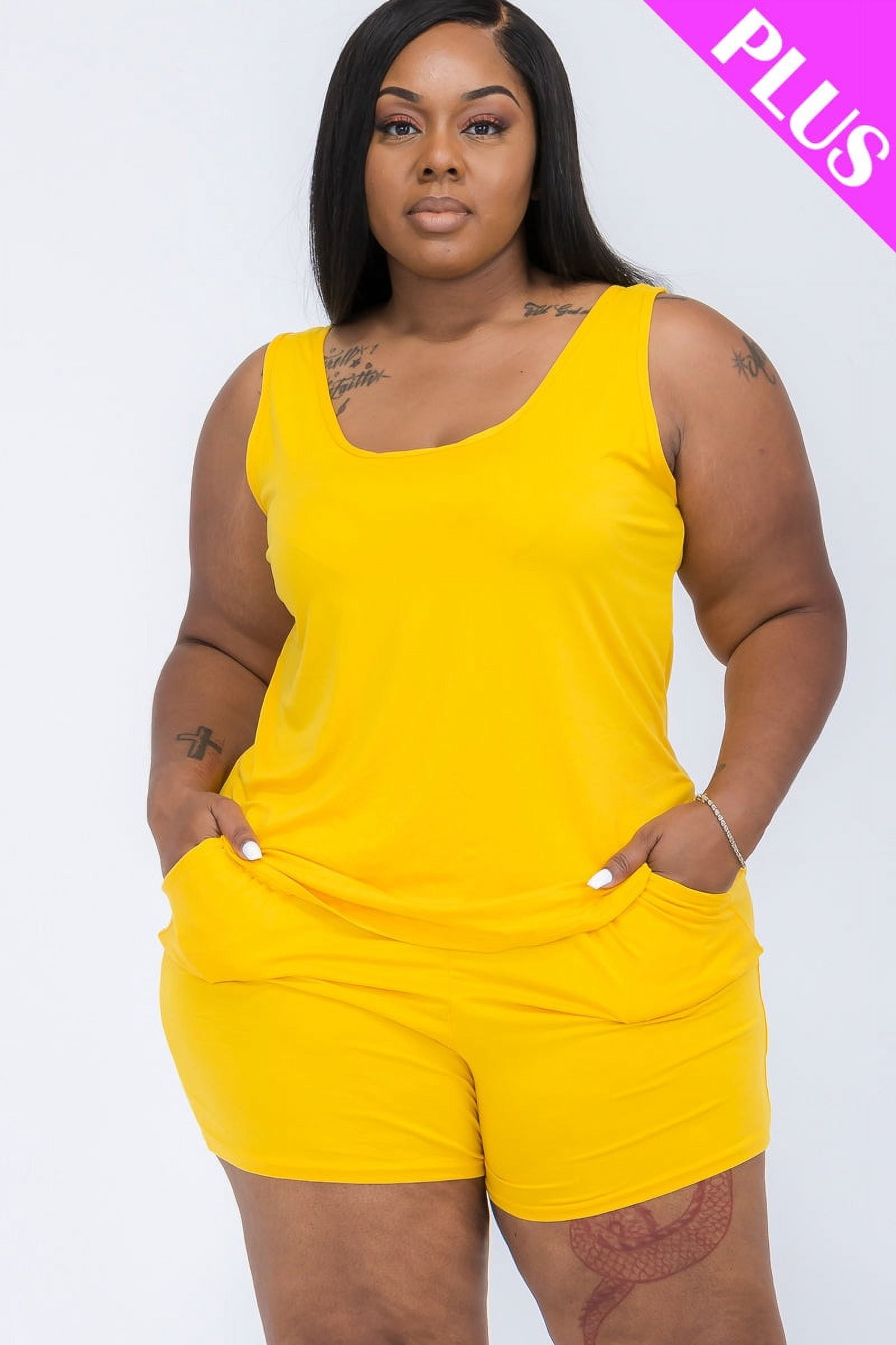 Comfortable Tank Top and Shorts Set in Plus Size