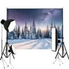 7x5ft Christmas Photography Backdrops Winter Trees Vinyl Photo Backgrounds Snow Photographic Backgrounds Computer Printed Backgrounds Xmas Party Photo Studio Props