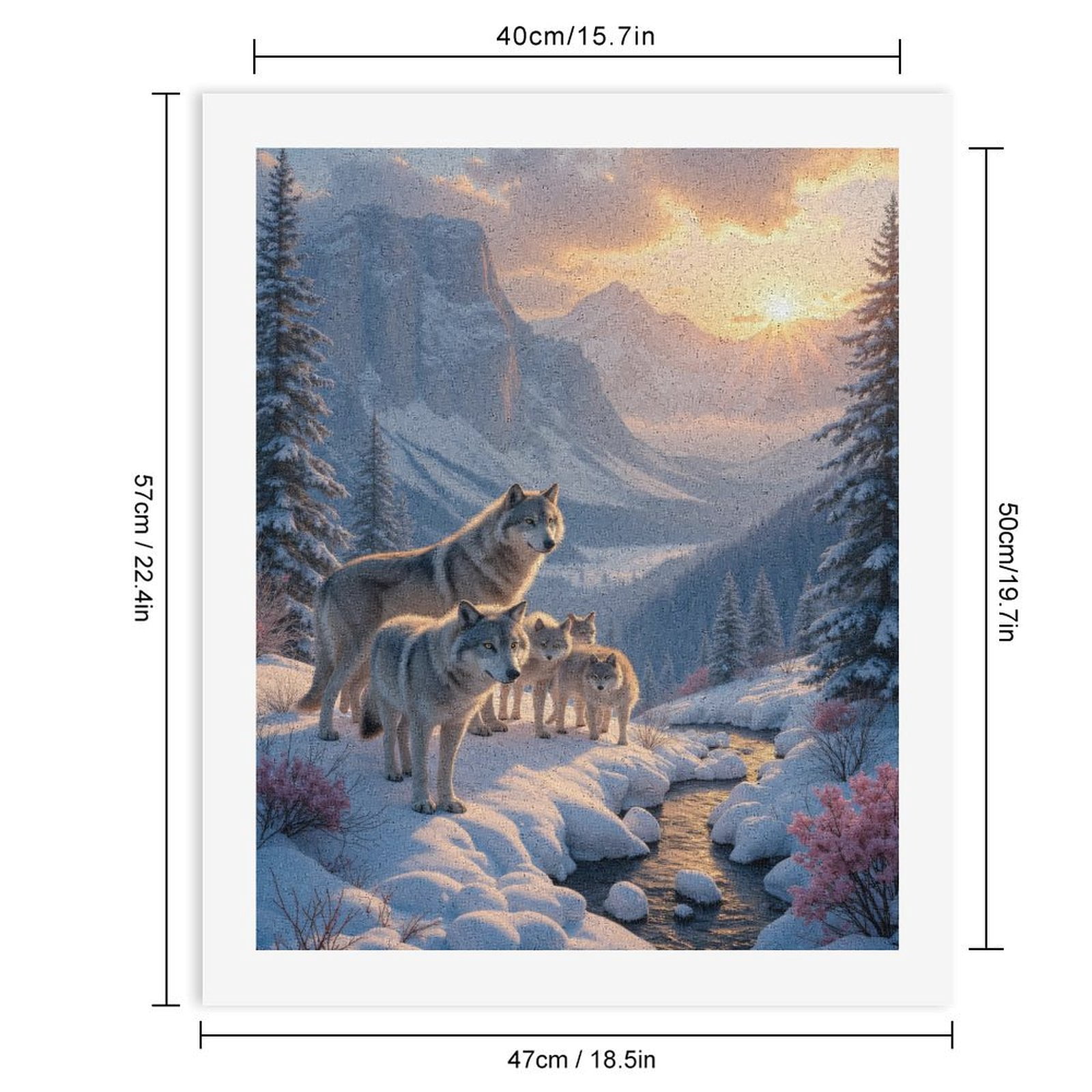 Paint by Numbers Kit for Adults, Winter Wolves Majestic Mountain Sunrise Paint by Numbers, Easy Paint by Numbers Kit for Adults Beginner, DIY Adult Paint by Number Kits on Canvas, Home Decor