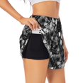 thumbnail image 1 of Balery Seamless Pattern With Skulls Pantalones cortos deportivos para mujer con forro y dos bolsillos, elásticos, para entrenamiento, gimnasio, yoga-Small, 1 of 7