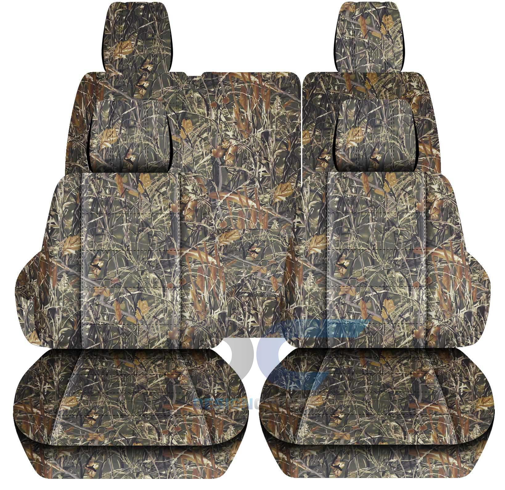 T409-Designcovers Compatible with 2018-2022 Jeep Wrangler JL 4-Door Camo  Seat Covers:Wetland Camouflage - Full Set: Front & Rear Split Bench -  