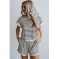 thumbnail image 5 of Women's Casual White Stripe Contrast Edge Tee and Shorts Set, 5 of 7
