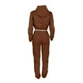 thumbnail image 5 of Women's Casual Solid Color Pullover Long Sleeved Hooded Sweatshirts And Pants Two-piece Outfits Set, 5 of 13