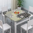 thumbnail image 3 of Gray Floral and Petal Pattern Square Fitted Tablecloth with Elastic Edge,Square Table Cover,Washable Elastic Table Cover for Home Kitchen Party Decor 36in(91cm), 3 of 6