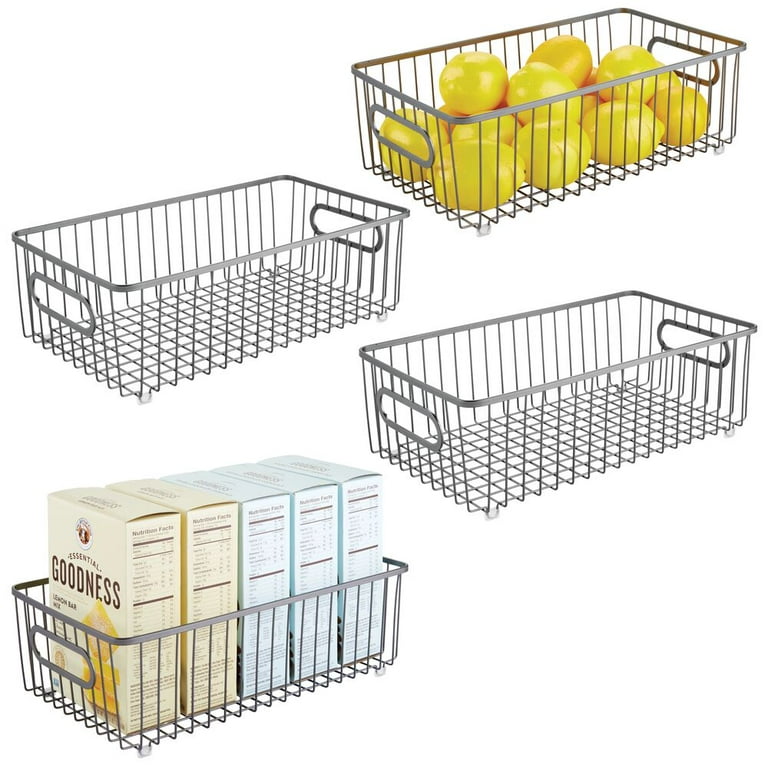 4 Pack Large Metal Wire Storage Baskets Kitchen Pantry Organizer Countertop