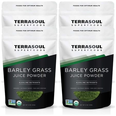 Terrasoul Superfoods Organic Barley Grass Juice Powder, 20 Oz (5 Oz 4-Pack) - USA Grown | Made From Concentrated Juice | Superior to Barley Grass