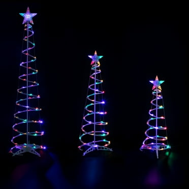 Northlight LED Lighted Spiral Outdoor Christmas Trees - 3' 4' and 6' - Multicolor - Set of 3