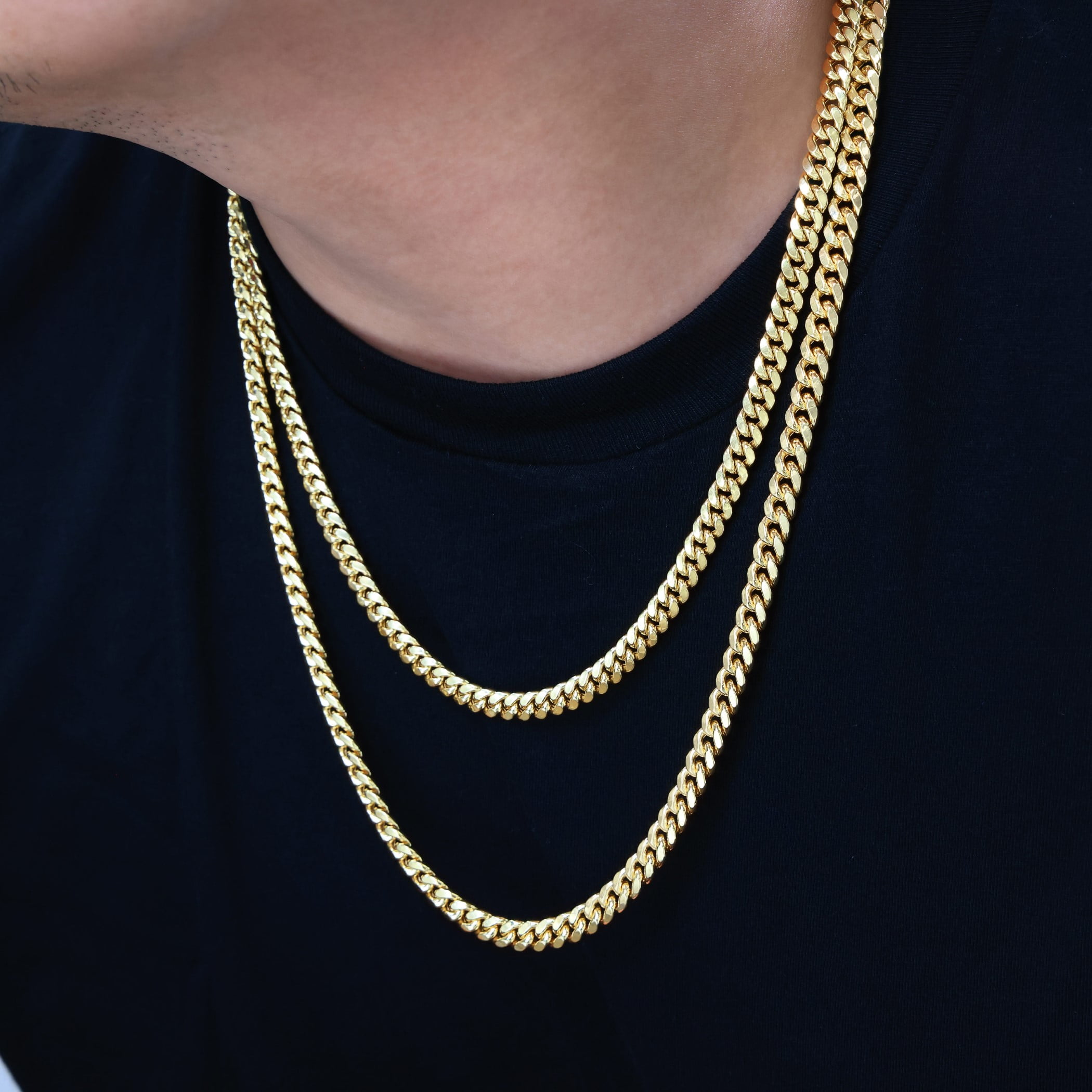 Nuragold 14K Real Yellow Gold Miami Cuban Link Chain Necklace 16"-30" (3mm-12.5mm) Italian Jewelry for Men & Women