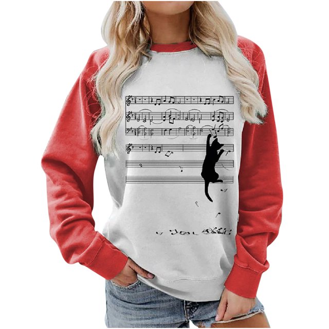 Camiseta de manga larga con cuello redondo para mujer a la moda, blusa holgada con estampado de otoño, sudadera Fridja FKASFK1719