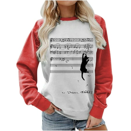 

Long Sleeve Shirts for Women Trendy Oversized Tops Comfy Printed Crewneck Sweatshirt Pullover for Maternity
