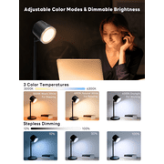 Smart Auto-Dimming Desk Lamp with USB Charging Port - 3 Color Modes, Adjustable Gooseneck Light, Dimmable LED Task Lamp for Bedside, Office, Study | Includes AC Adapter & Touch Control