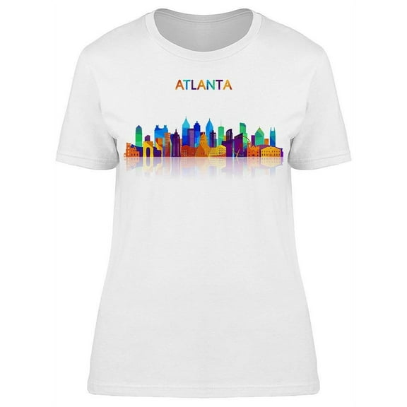 Atlanta Colorful Skyline T-Shirt Women -Image by Shutterstock, Female XX-Large
