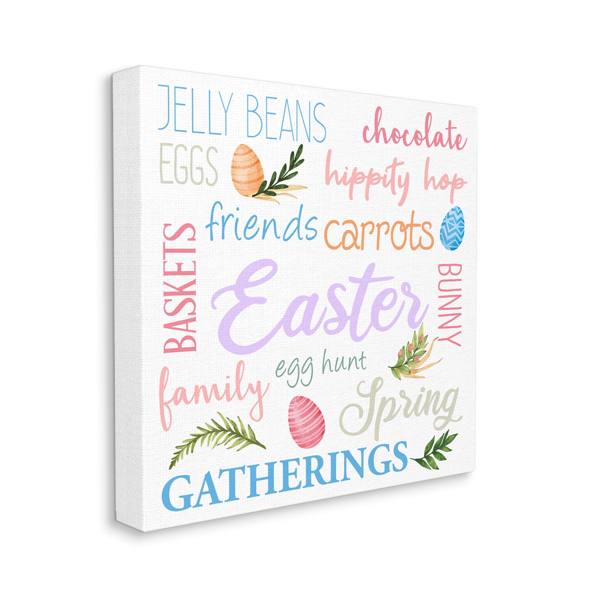 Festive Easter Activity Sign Patterned Eggs Motif Inspirational Graphic Art Gallery-Wrapped Canvas Print Wall Art