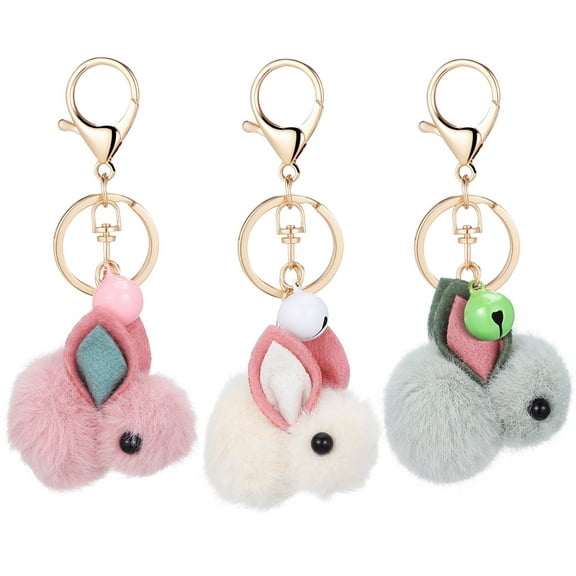 BESTONZON 3pcs Rabbit Keychains for Kids Assorted Color Compact Design Portable Families
