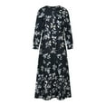 thumbnail image 4 of Njoeus Women's Long Sleeve Loose Plain Maxi Dresses Casual Elegant Floral Print Long Dress, 4 of 8