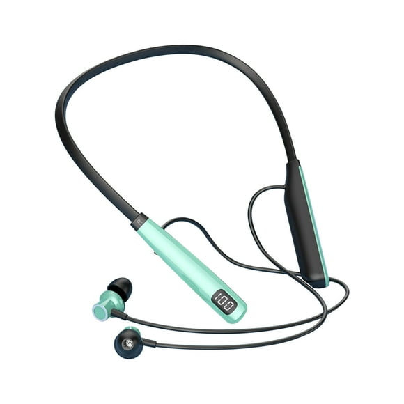 Wireless Bluetooth Headset Neckband Style with 100 Hour Playback Time, LED Power Display, Memory Silicone Design, HD Composite Diaphragm Speaker, Magnetic Clasp