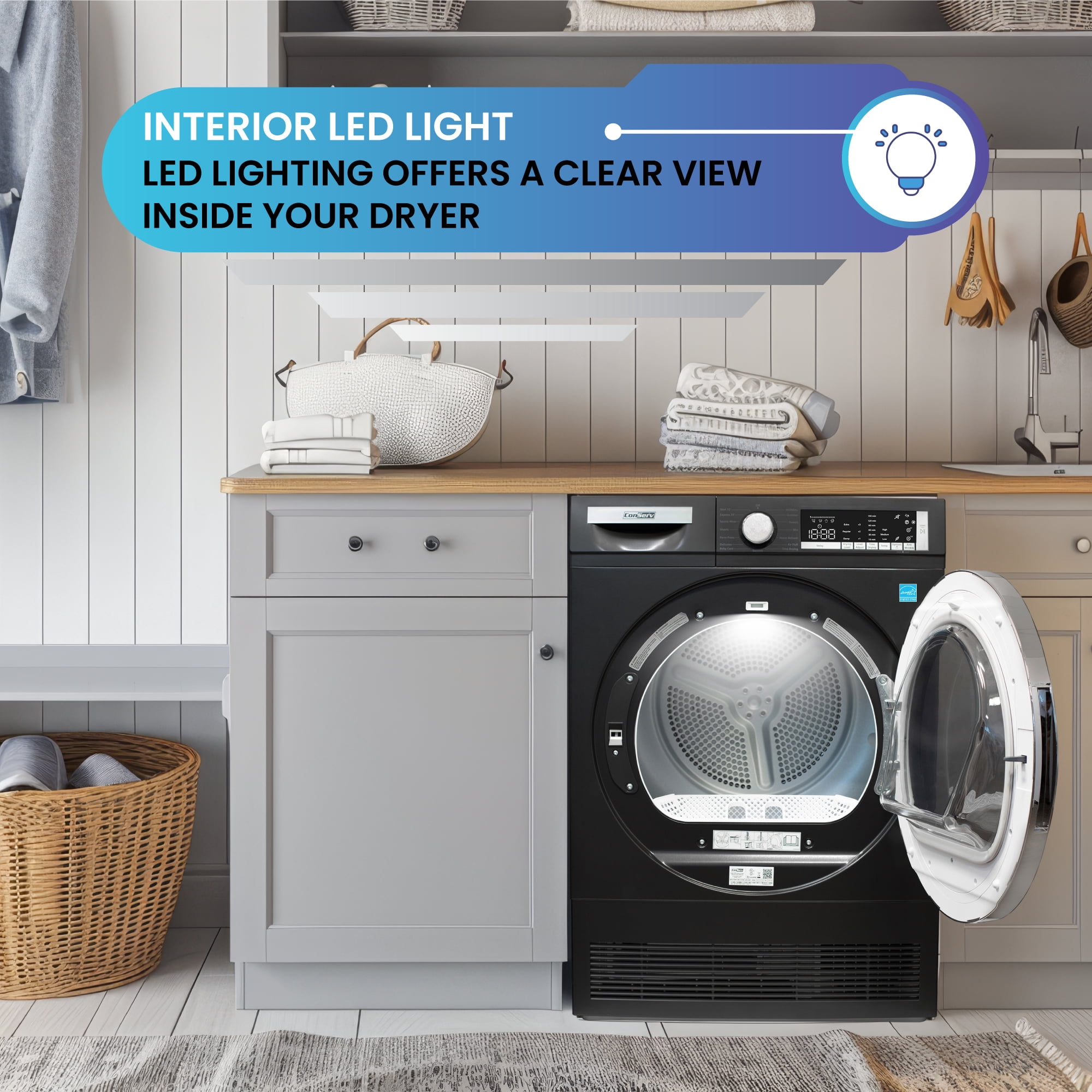 ConServ 4cf Dryer Condensing/Ventless Sanitize LED Display Rev. Door 220V EStar