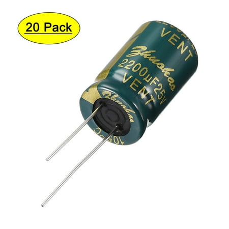 

Uxcell 13x21mm 2200uF 25V Low ESR Aluminum Radial Electrolytic Capacitors 20 Pack