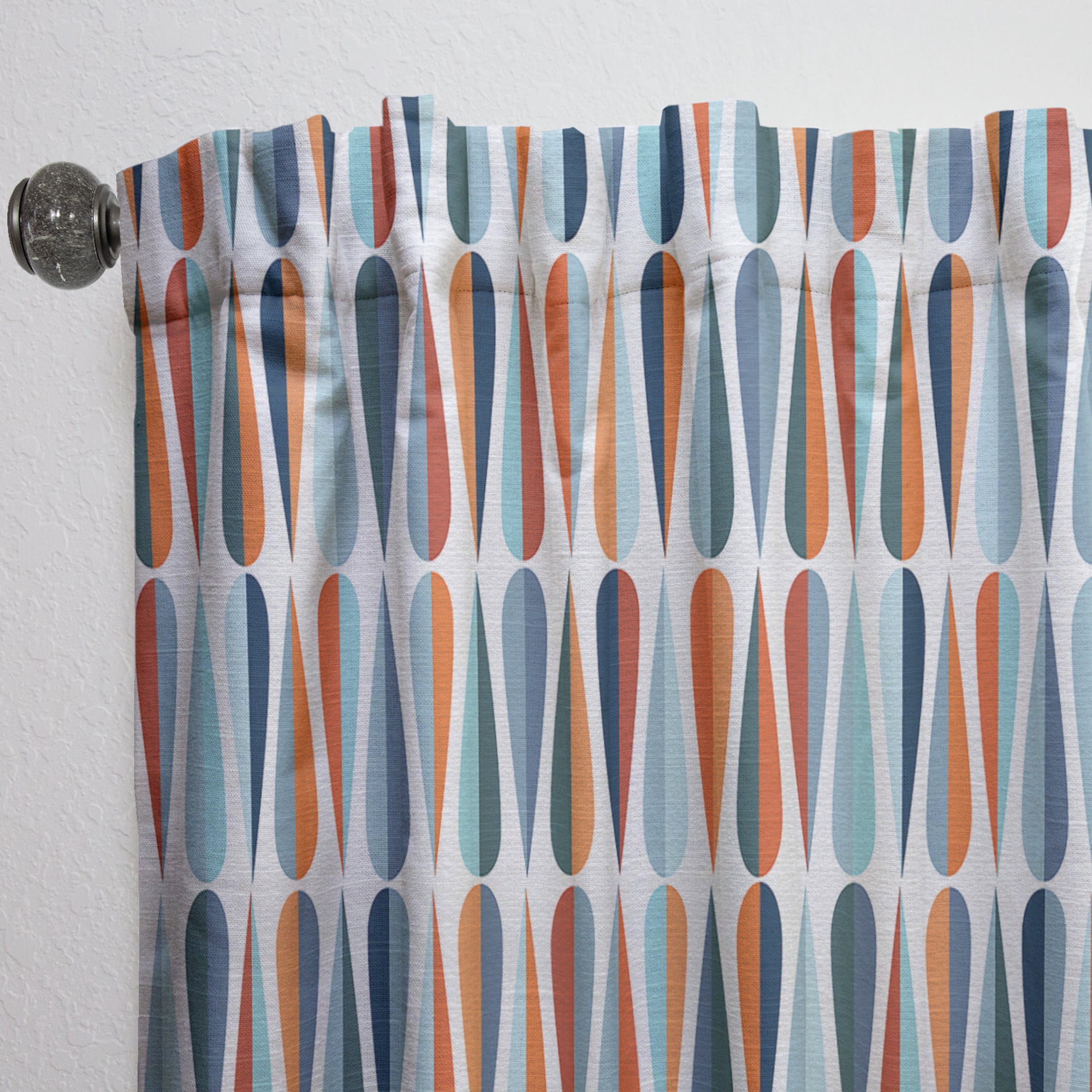 Designart 'Abstract Retro Drops V' Mid-Century Modern Curtain Panel