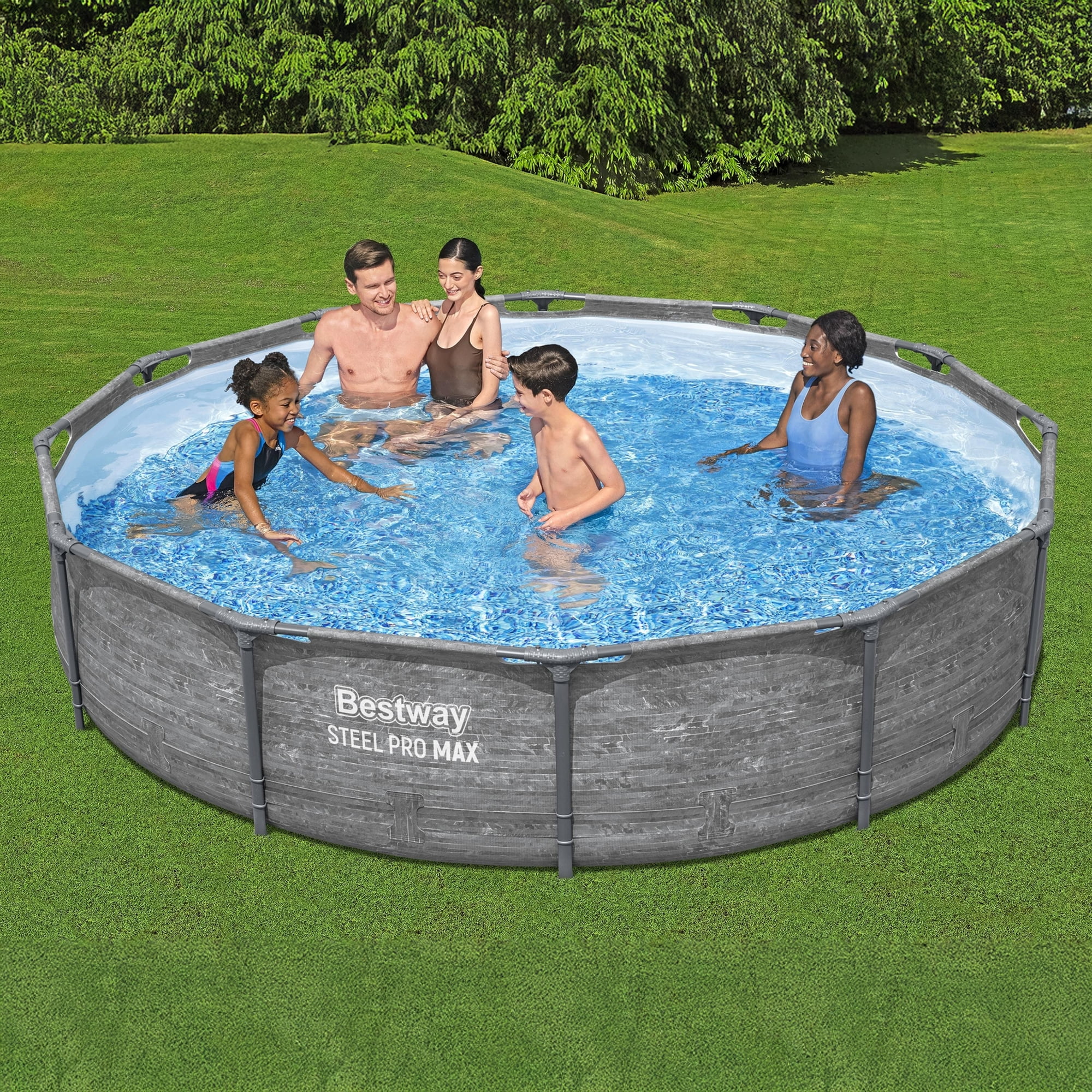 Bestway Steel Pro MAX 12' x 30" Metal Frame Above Ground Pool Set w/ Filter Pump