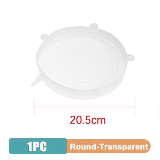 1/2/6 piezas de tapa elástica de silicona para alimentos, reutilizable, hermética, para cuencos, platos, comidas, frutas, a prueba de polvo, envoltura para mantener la frescura, 1 unidad de 20,5 cm