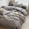 thumbnail image 2 of Juego de cama de algodón sólido - Sábana, funda nórdica y funda de almohada,, 2 of 10