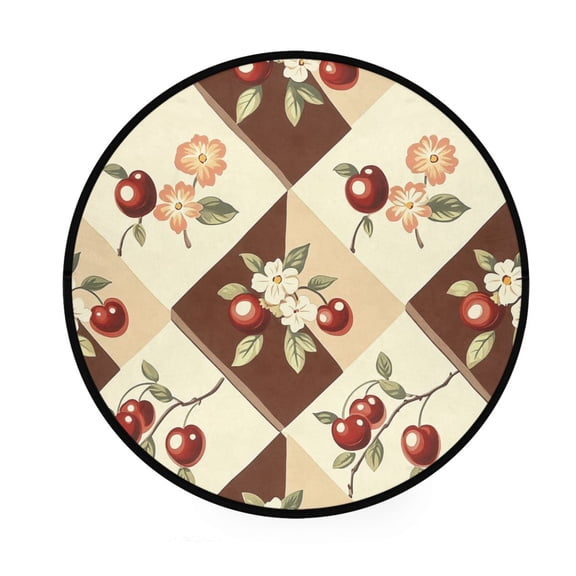 BZSMCE Round Decorative Floor Mat Cherry Blossom Patch Pattern 36.2IN