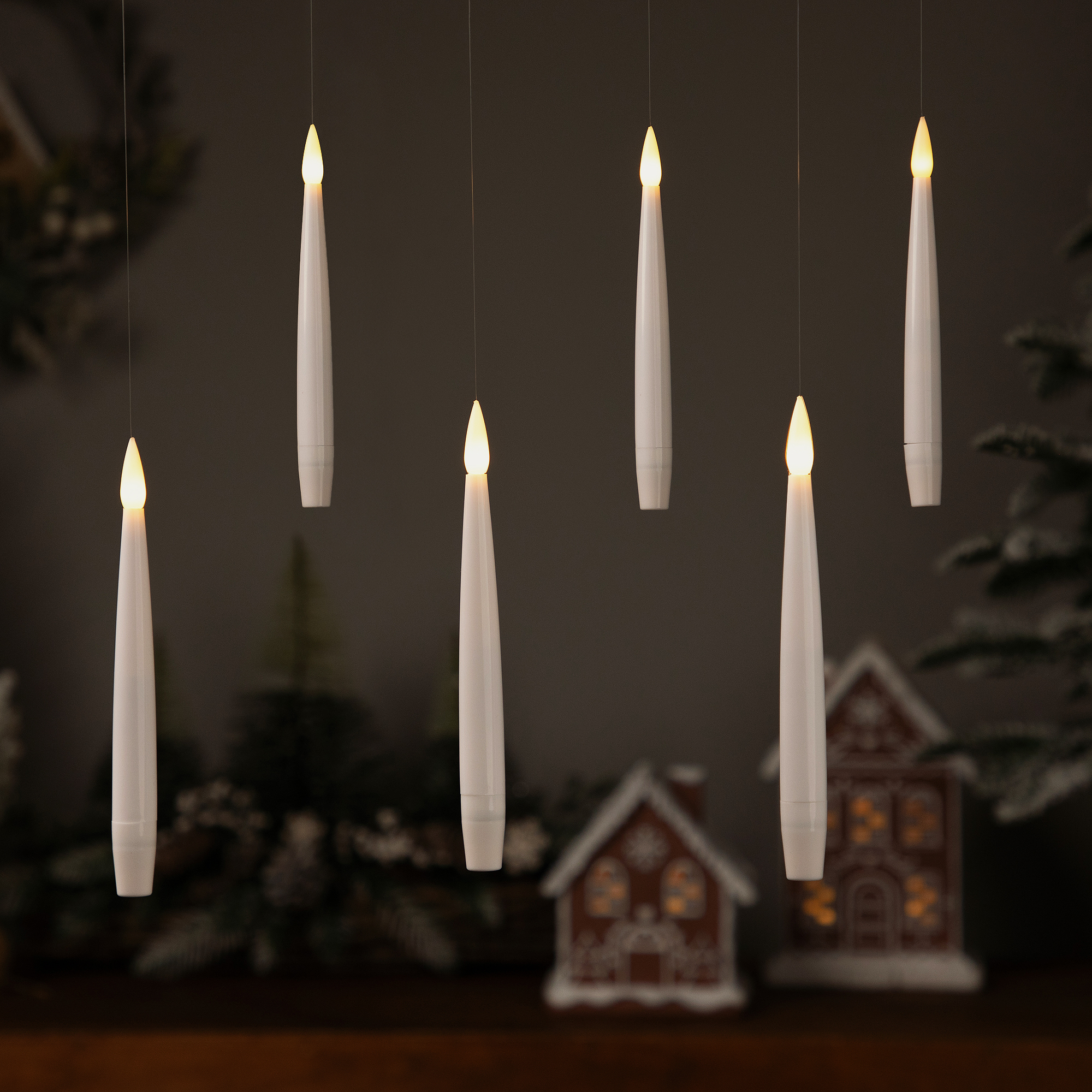 Northlight LED Flameless Flickering Floating Halloween Taper Candles - 6" - Set of 6