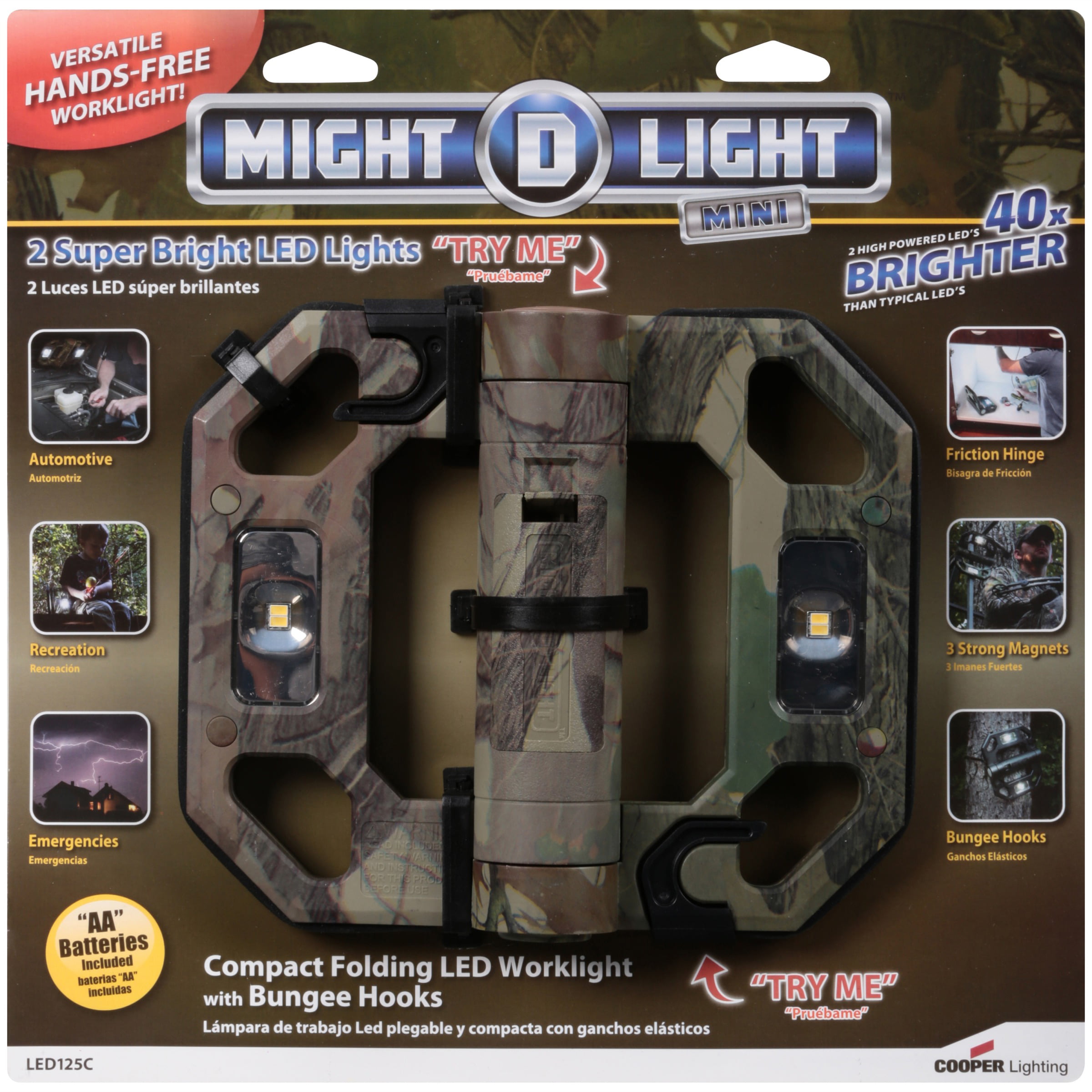 Might D Light LED125C 250 Lumens Camo Compact Folding LED Worklight 