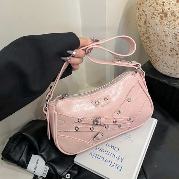 Bolso Hombro PU CUERO PURGURO PUNDO PUNK CROSSBOLY BOLSE PARA Mujeres Niñas (rosa)