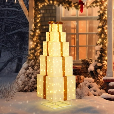 60 * 60 * 180cm meter white 5-layer gift box with expandable warm white light and scallion cloth