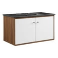 thumbnail image 2 of Modway Transmit 36" Modern Wood Wall-Mount Bathroom Vanity in Walnut/White, 2 of 9