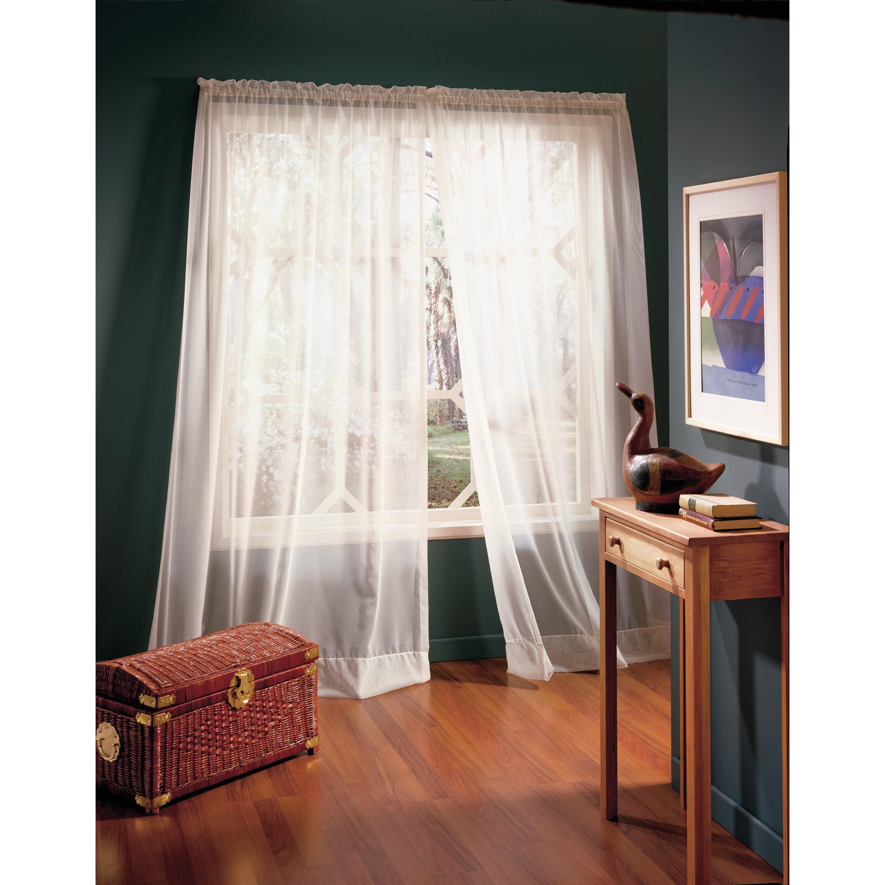 Rhythm Rod Pocket European Style High Curtain Voile 104" x 84" in White