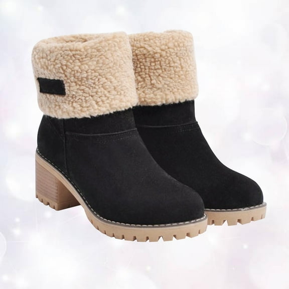 Milisten 1 Pair Waterproof Snow Boots Women Tall Boot Cut Nubuck Black Durable for Casual Outdoor Wear