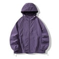 thumbnail image 2 of Zimjoy Men's Soft Shell Jacket Athletic Big and Tall UV Protection Full Zip Jackets Lightweight Hooded Windbreaker Jacket with Pocket Fishing Hiking Coat, Purple L, 2 of 5