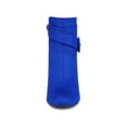 thumbnail image 2 of BLISSFUL STEP Women's Boots Faux Suede Ankle Booties Block Heel Round Toe Buckle Side Zip Boots Royal Blue 8, 2 of 5