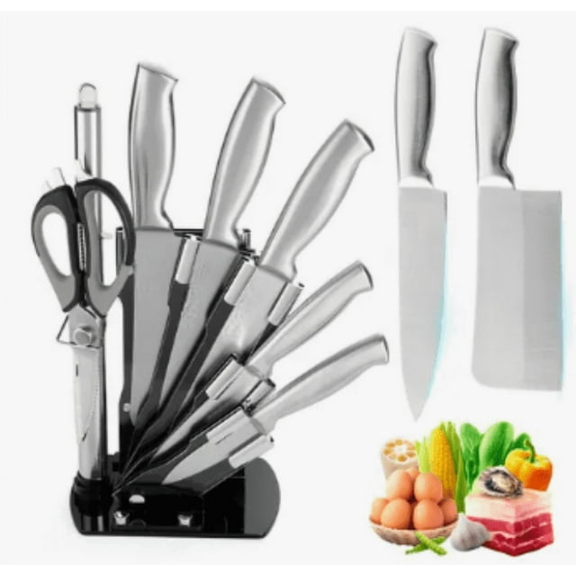 Juego Xtellar De Cuchillos De Cocina Profesional 8 Piezas Con Base Color Plata