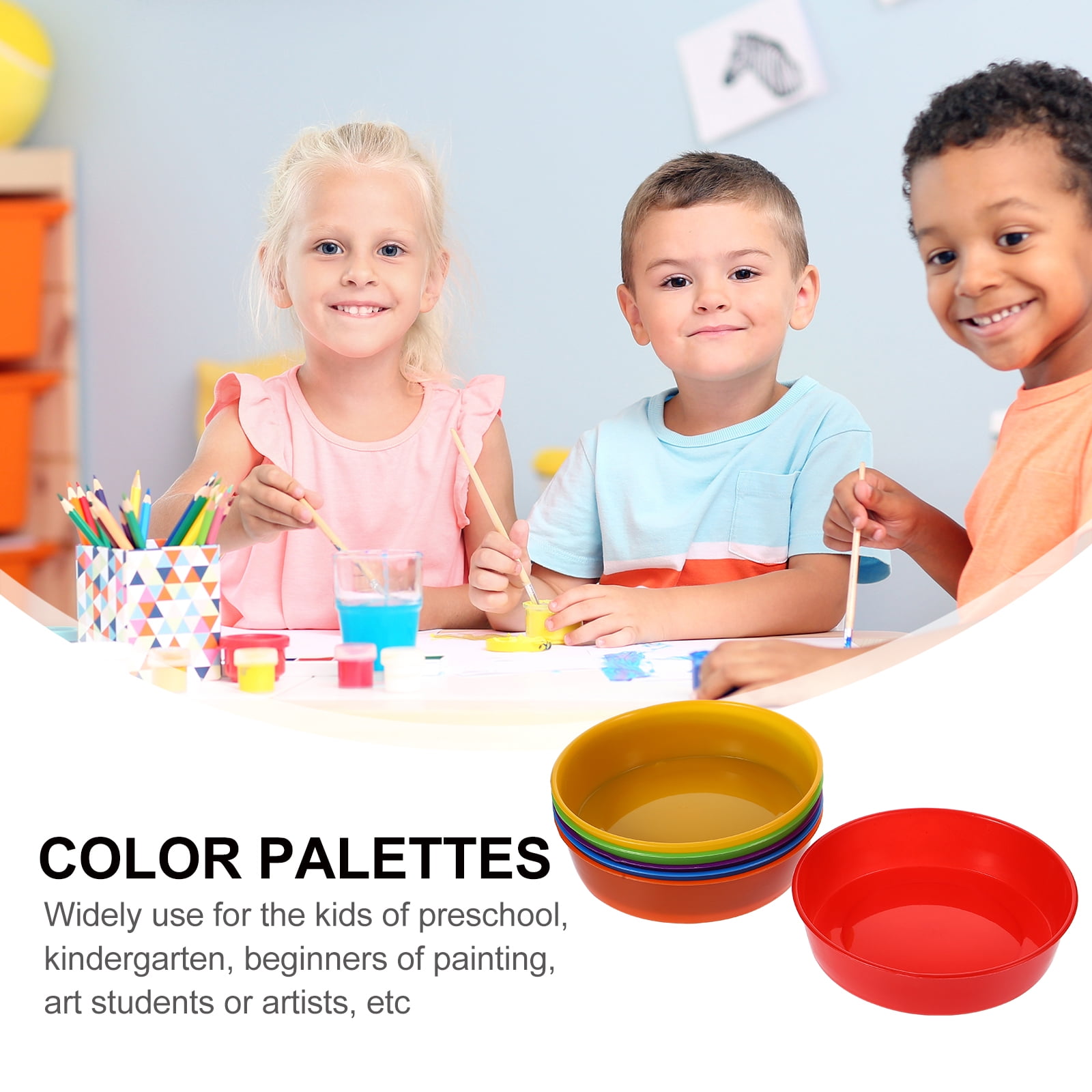 1 Set/6pcs Kids Paint Plate Plastic Pallets DIY Art Painting Board Learning  Toy 