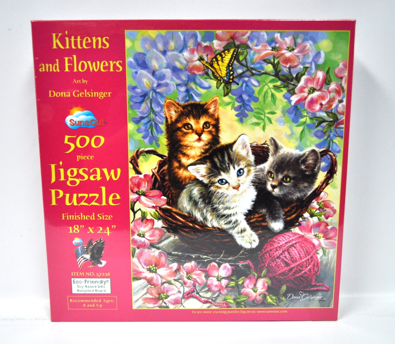 Brand New & Sealed 500 Pieces Jigsaw Puzzle Cute Kittens & Flowers 