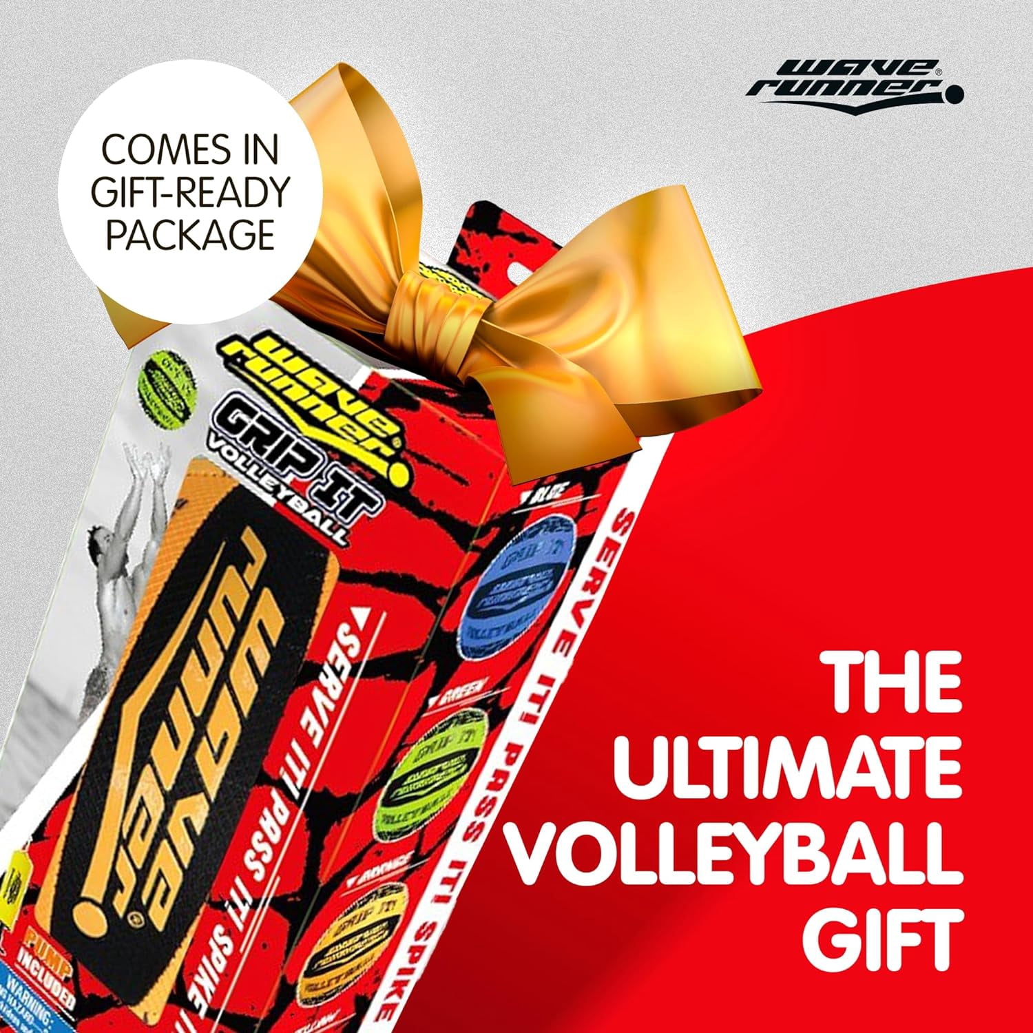 Wave Runner Grip It Volleyball- 8-Inch All Weather Volleyball With Sure-Grip Technology | Perfect Ball for Indoor & Outdoor Play!